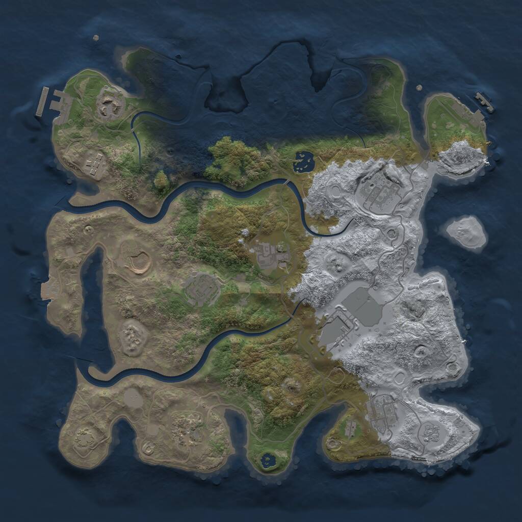 Rust Map: Procedural Map, Size: 3500, Seed: 1317727902, 16 Monuments
