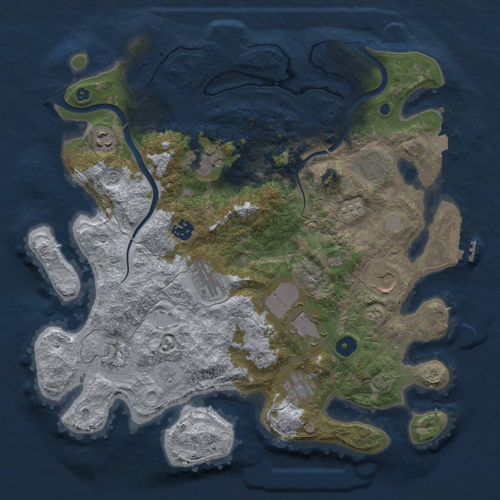 Rust Map: Procedural Map, Size: 3750, Seed: 748653, 16 Monuments