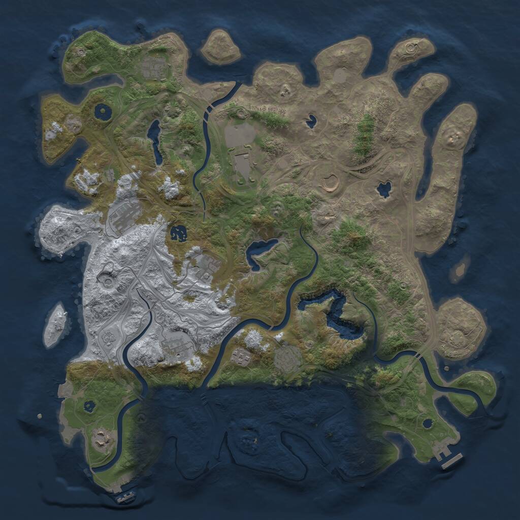 Rust Map: Procedural Map, Size: 4500, Seed: 516261, 16 Monuments