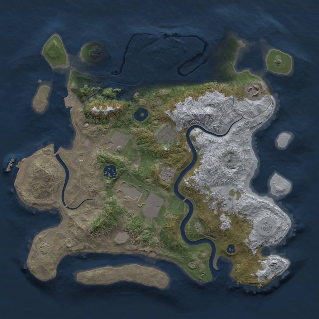 Rust Map: Procedural Map, Size: 3500, Seed: 546912369, 12 Monuments