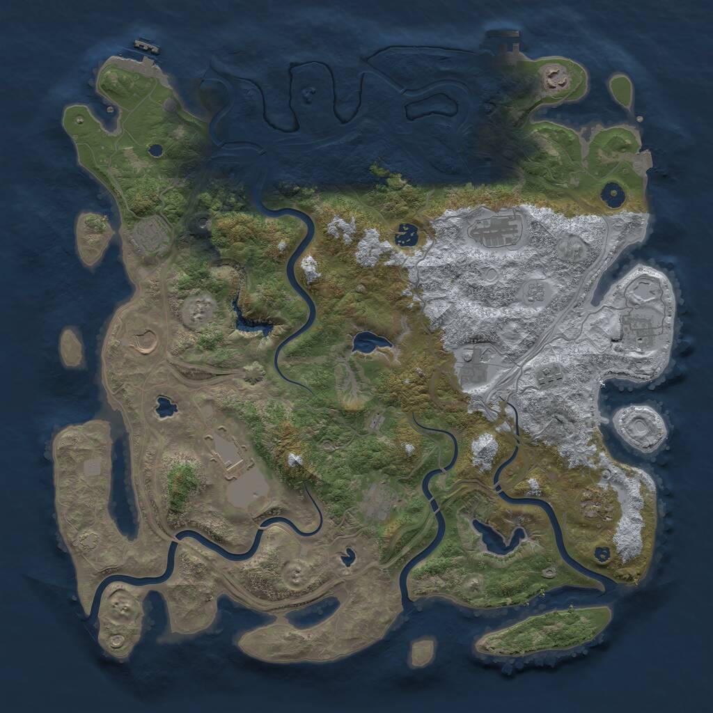 Rust Map: Procedural Map, Size: 4500, Seed: 2000244311, 17 Monuments