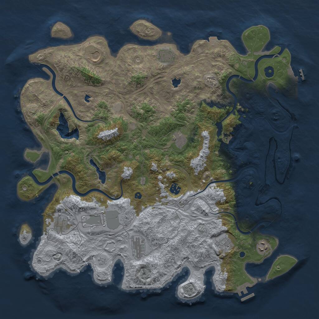 Rust Map: Procedural Map, Size: 4500, Seed: 511854, 16 Monuments