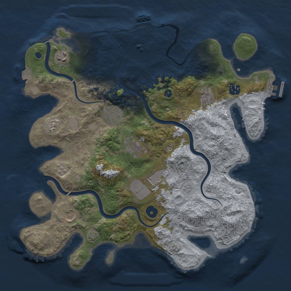 Rust Map: Procedural Map, Size: 3750, Seed: 959305, 14 Monuments