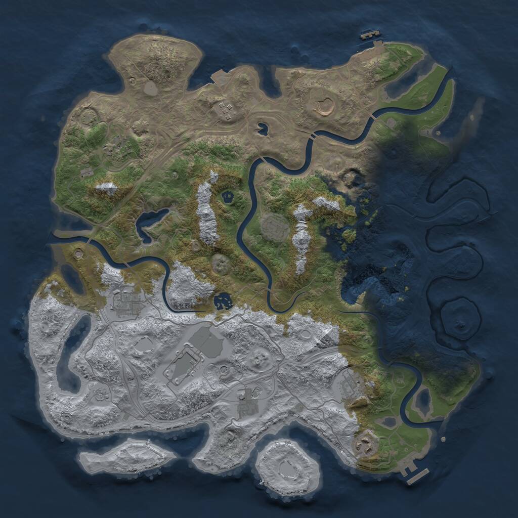 Rust Map: Procedural Map, Size: 4250, Seed: 871444, 16 Monuments