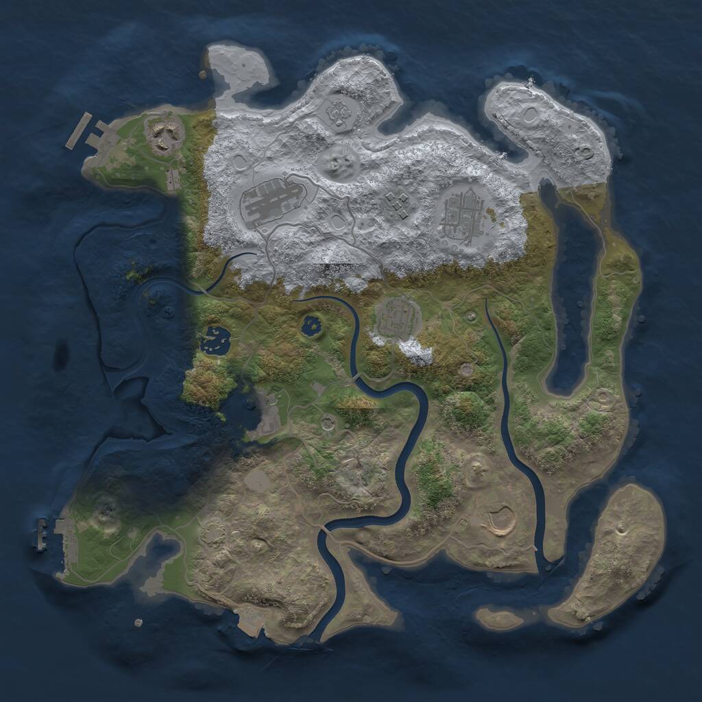 Rust Map: Procedural Map, Size: 3500, Seed: 1877162201, 14 Monuments