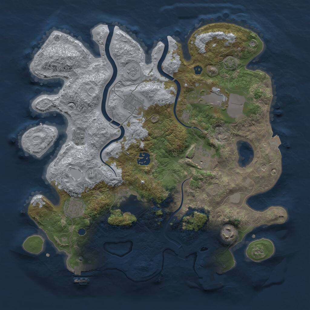 Rust Map: Procedural Map, Size: 3500, Seed: 287464, 14 Monuments
