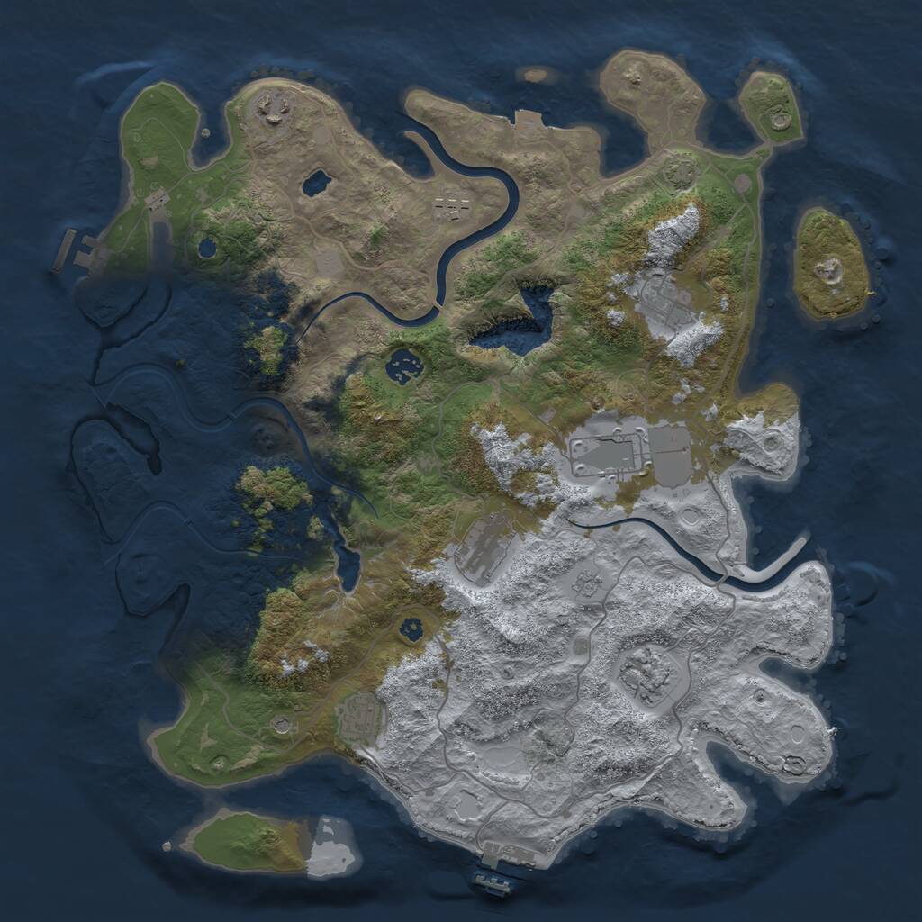 Rust Map: Procedural Map, Size: 4000, Seed: 766421, 14 Monuments
