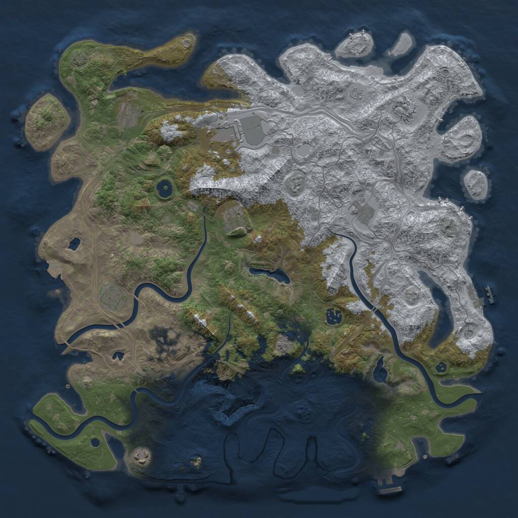Rust Map: Procedural Map, Size: 4750, Seed: 355381, 16 Monuments