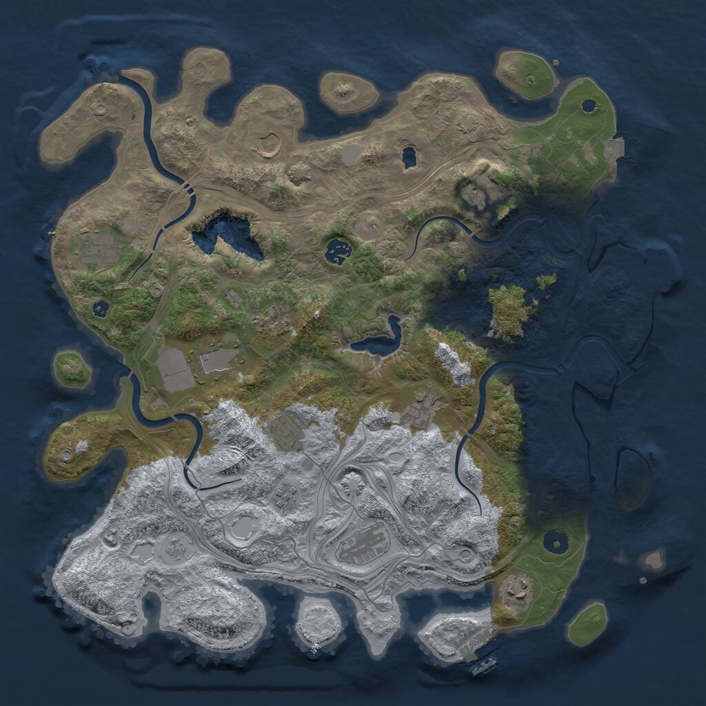 Rust Map: Procedural Map, Size: 4250, Seed: 999267793, 17 Monuments