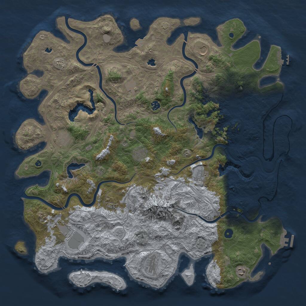 Rust Map: Procedural Map, Size: 5000, Seed: 768543, 17 Monuments