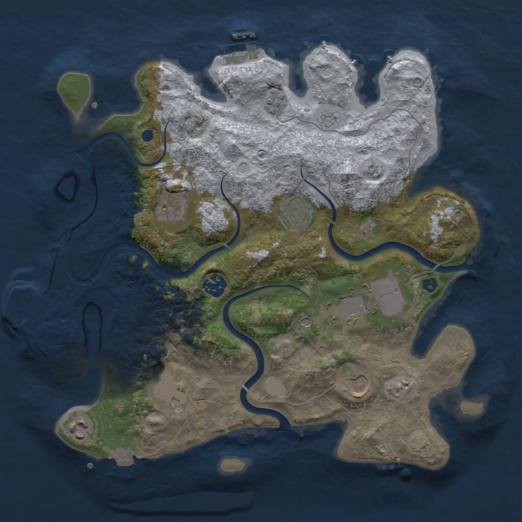 Rust Map: Procedural Map, Size: 3500, Seed: 134527, 14 Monuments
