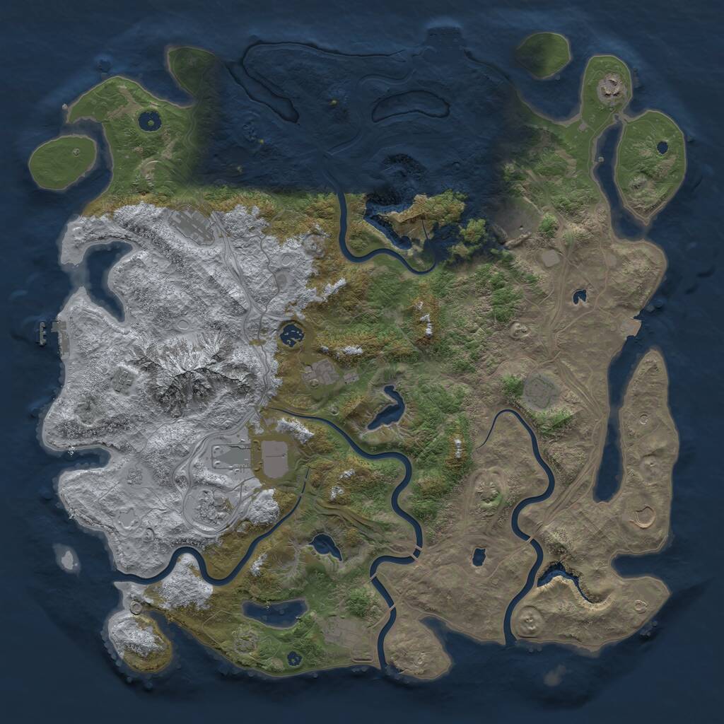 Rust Map: Procedural Map, Size: 5000, Seed: 1140491621, 17 Monuments