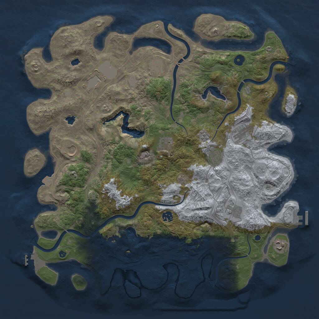 Rust Map: Procedural Map, Size: 4500, Seed: 951318, 16 Monuments