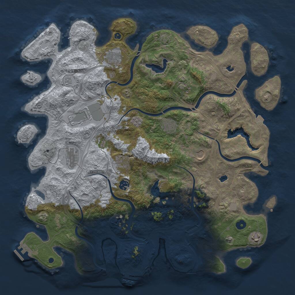 Rust Map: Procedural Map, Size: 4500, Seed: 693441, 16 Monuments
