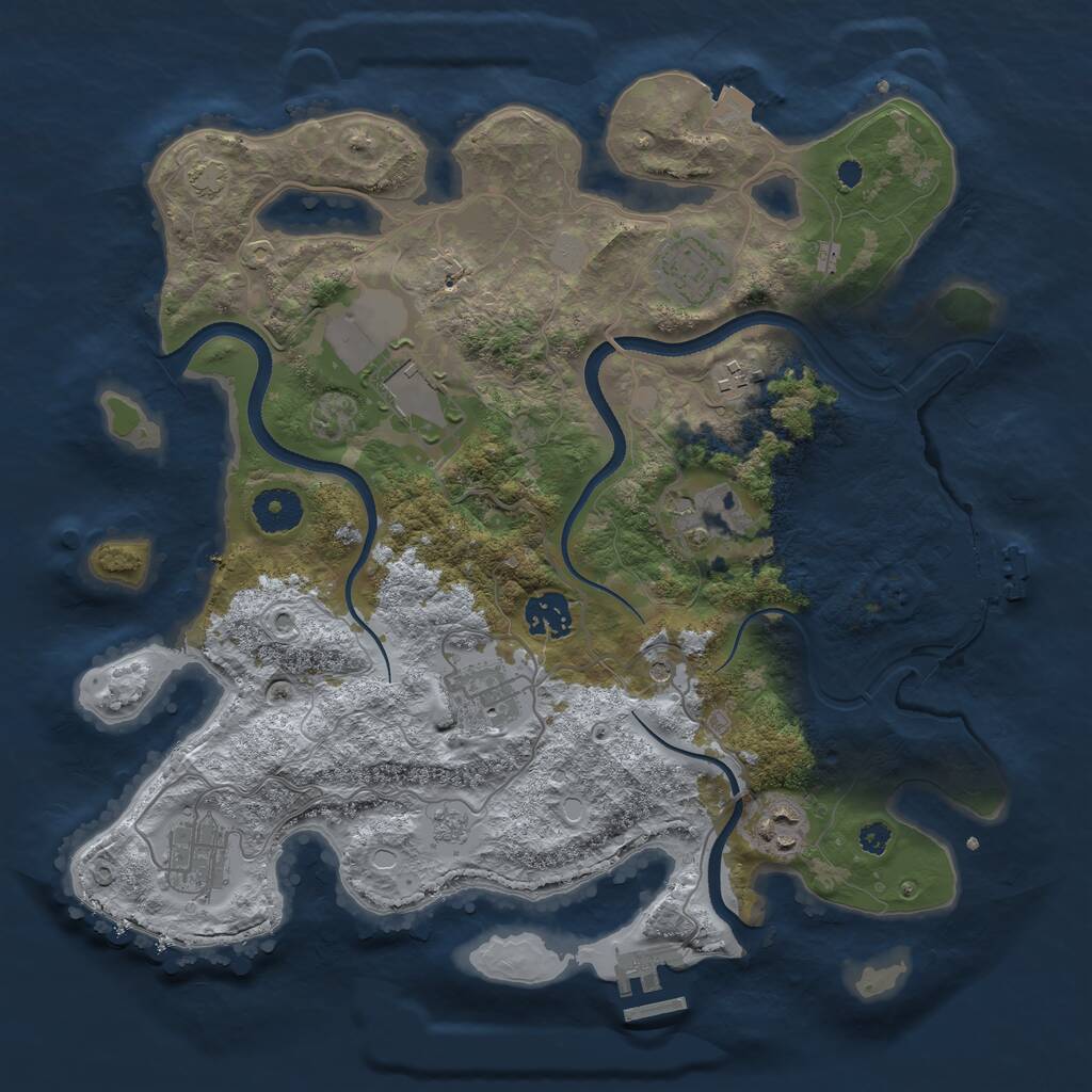 Rust Map: Procedural Map, Size: 3500, Seed: 372357, 14 Monuments