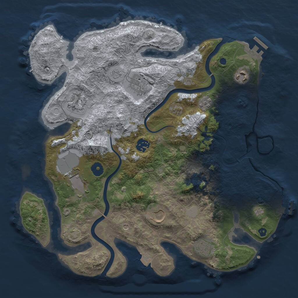 Rust Map: Procedural Map, Size: 3500, Seed: 1166709471, 14 Monuments
