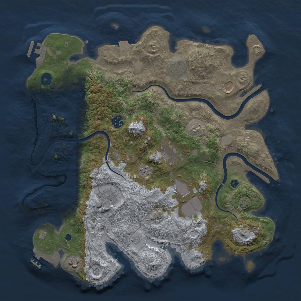Rust Map: Procedural Map, Size: 3750, Seed: 122817, 14 Monuments