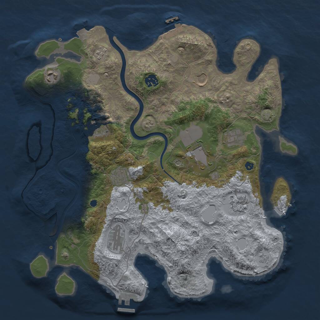 Rust Map: Procedural Map, Size: 3750, Seed: 520863, 16 Monuments
