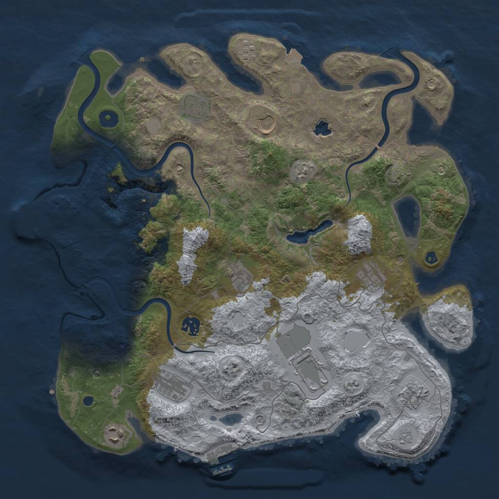 Rust Map: Procedural Map, Size: 4000, Seed: 445728, 16 Monuments