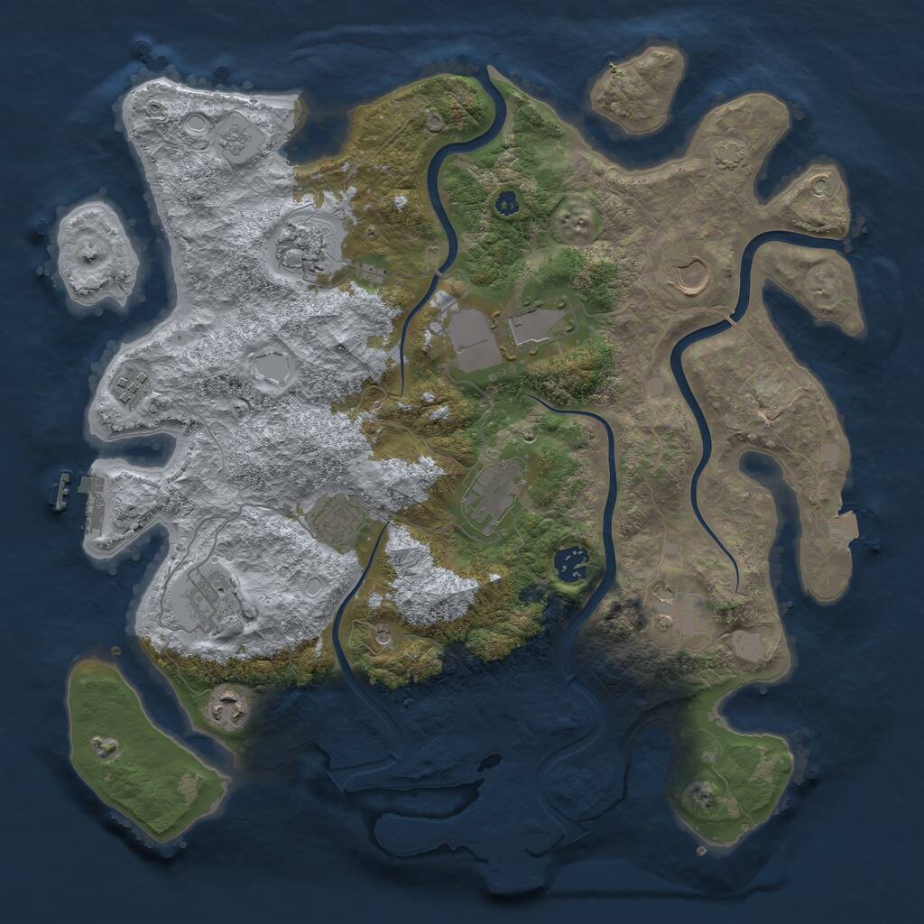 Rust Map: Procedural Map, Size: 3850, Seed: 374961, 16 Monuments
