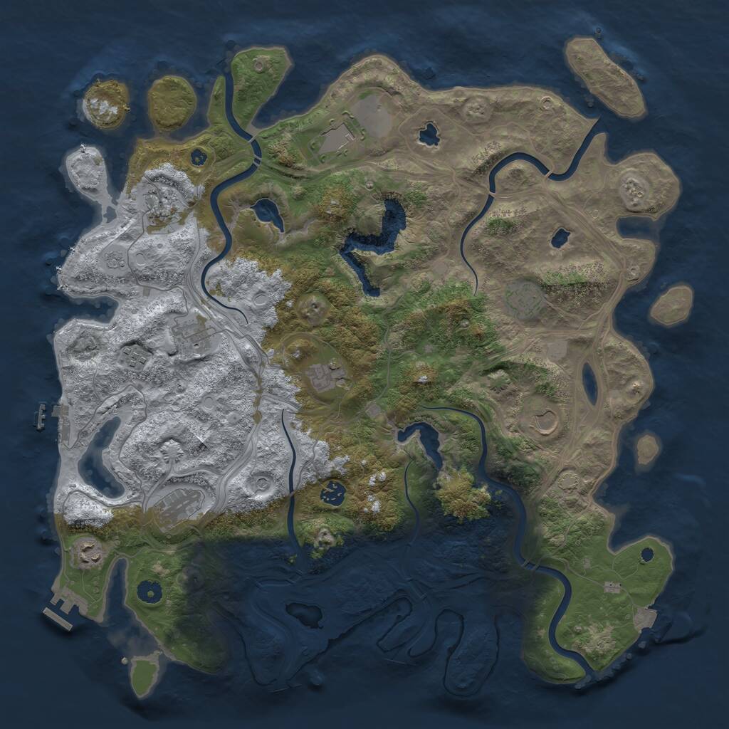 Rust Map: Procedural Map, Size: 4500, Seed: 473487, 16 Monuments