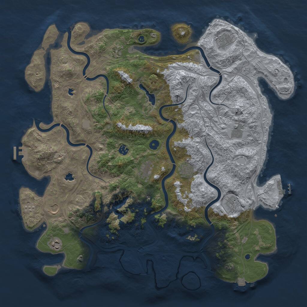 Rust Map: Procedural Map, Size: 4750, Seed: 698471, 16 Monuments