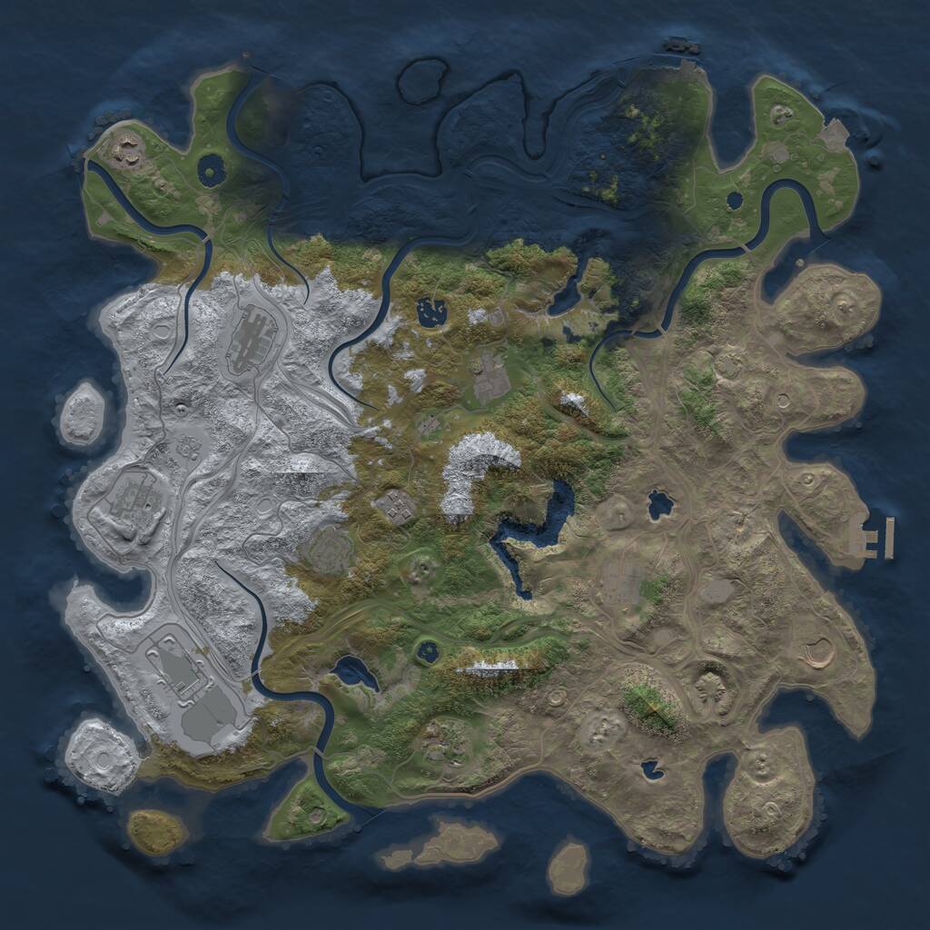Rust Map: Procedural Map, Size: 4500, Seed: 626899, 17 Monuments