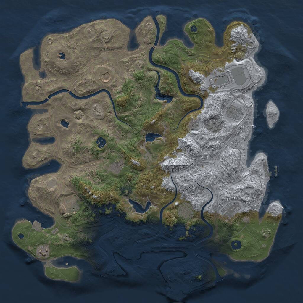 Rust Map: Procedural Map, Size: 4500, Seed: 953257, 16 Monuments