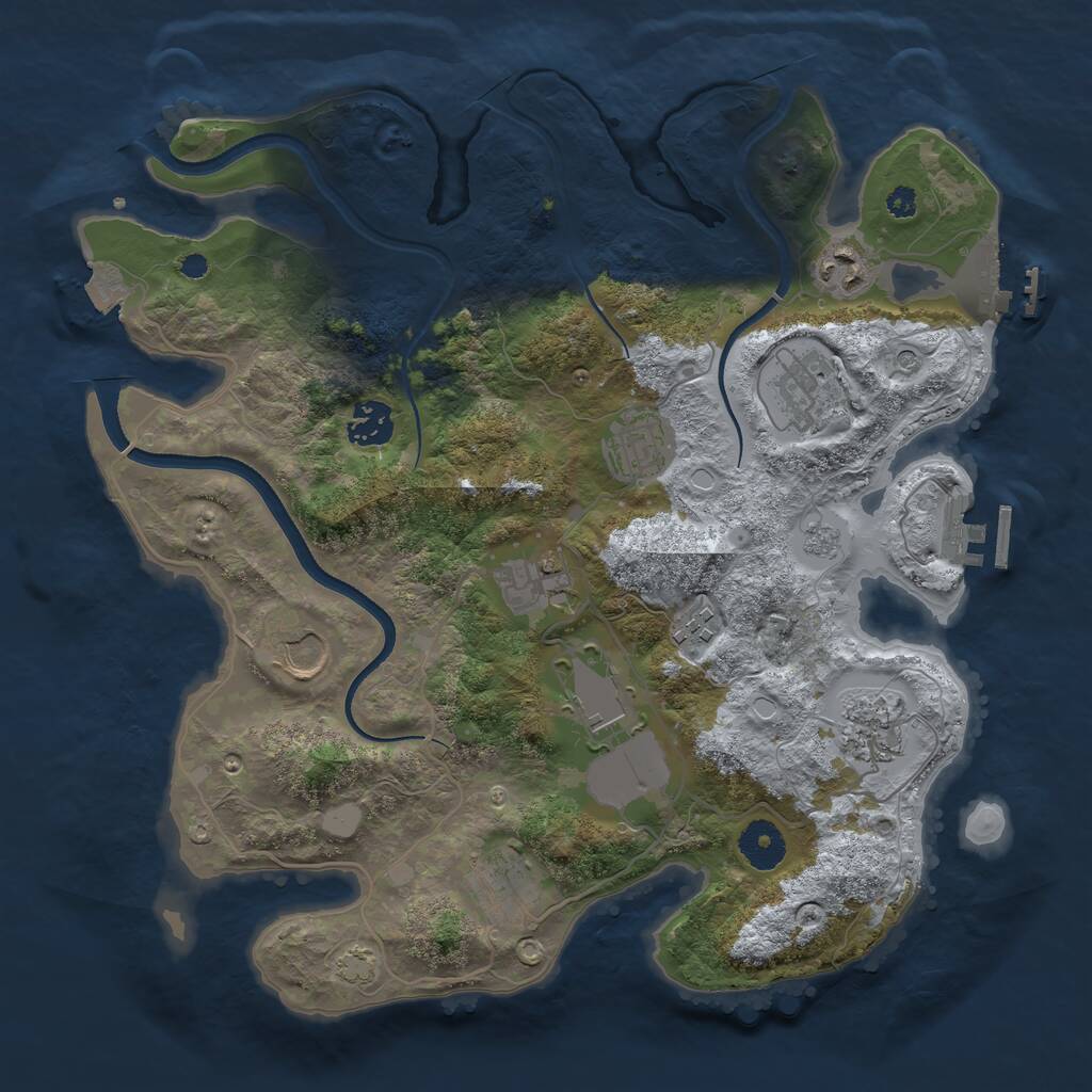 Rust Map: Procedural Map, Size: 3500, Seed: 1905233876, 16 Monuments