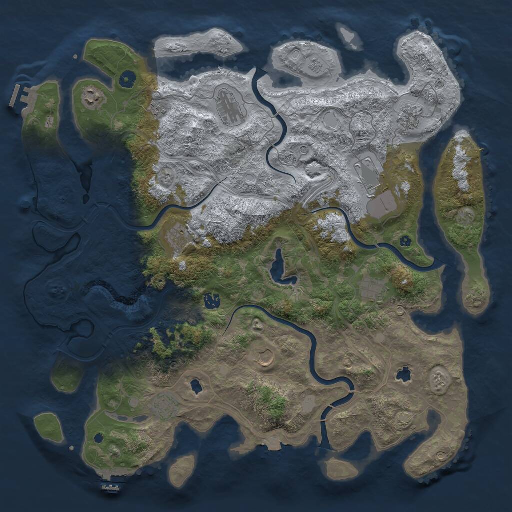 Rust Map: Procedural Map, Size: 4500, Seed: 744981, 16 Monuments