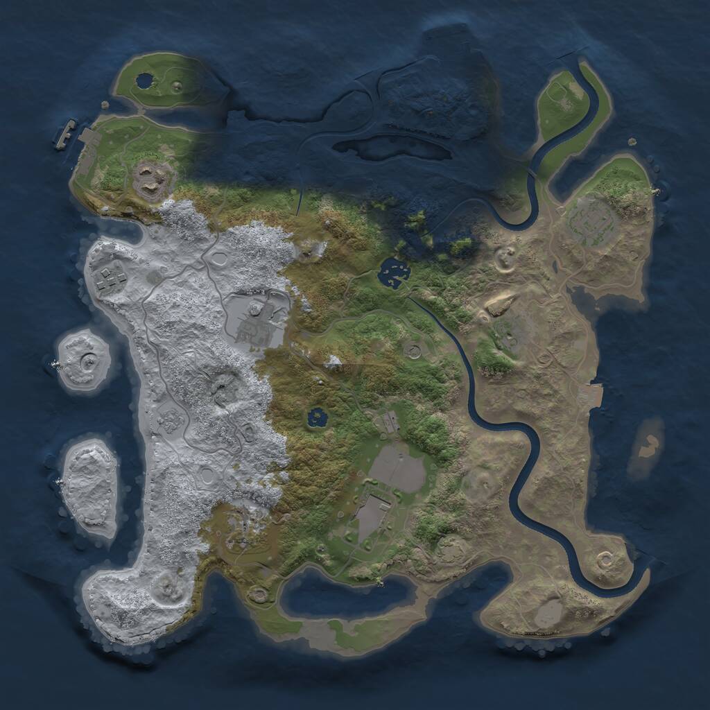 Rust Map: Procedural Map, Size: 3500, Seed: 351790, 14 Monuments
