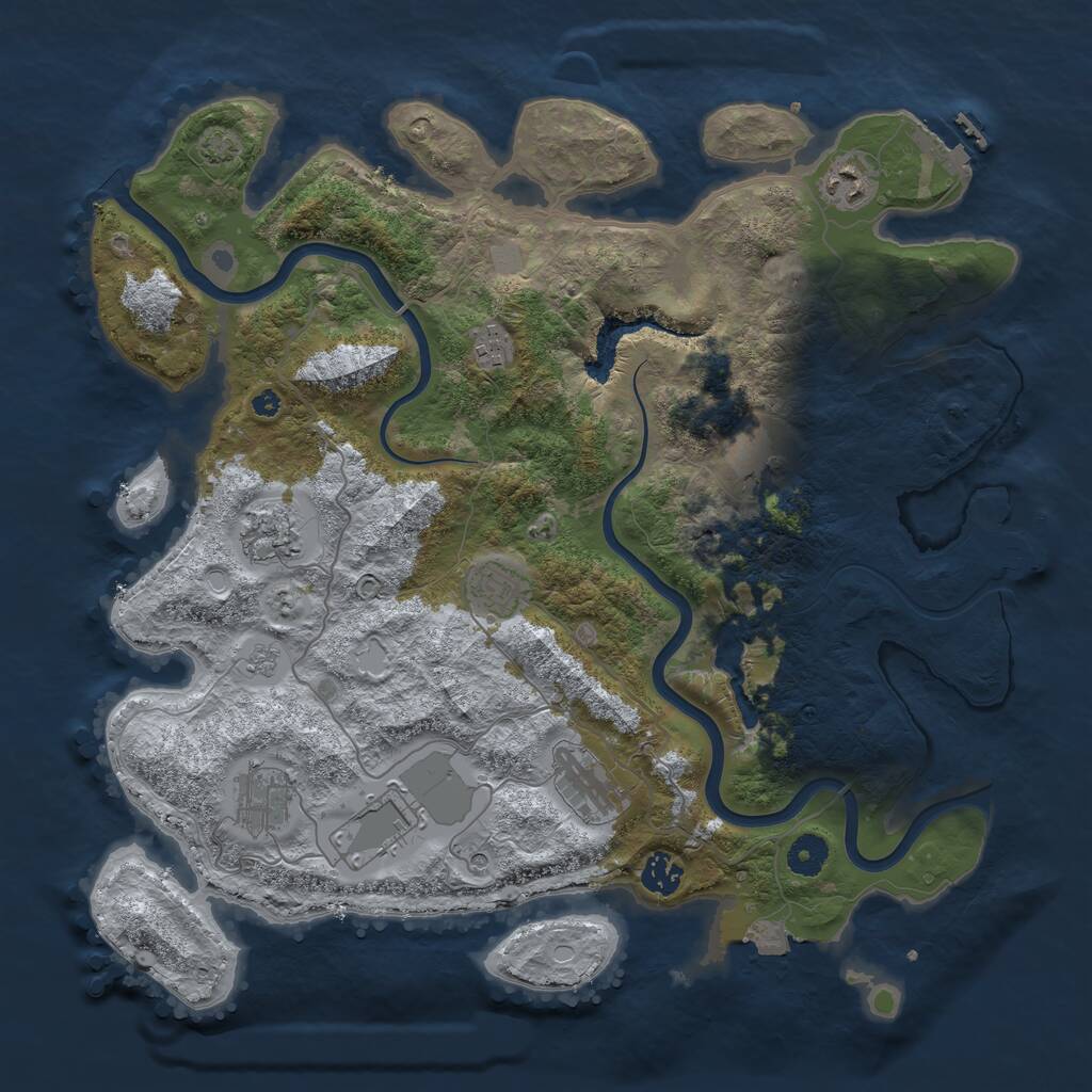 Rust Map: Procedural Map, Size: 4000, Seed: 303610, 15 Monuments