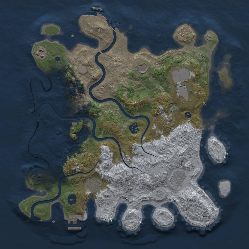 Rust Map: Procedural Map, Size: 3750, Seed: 830091, 14 Monuments