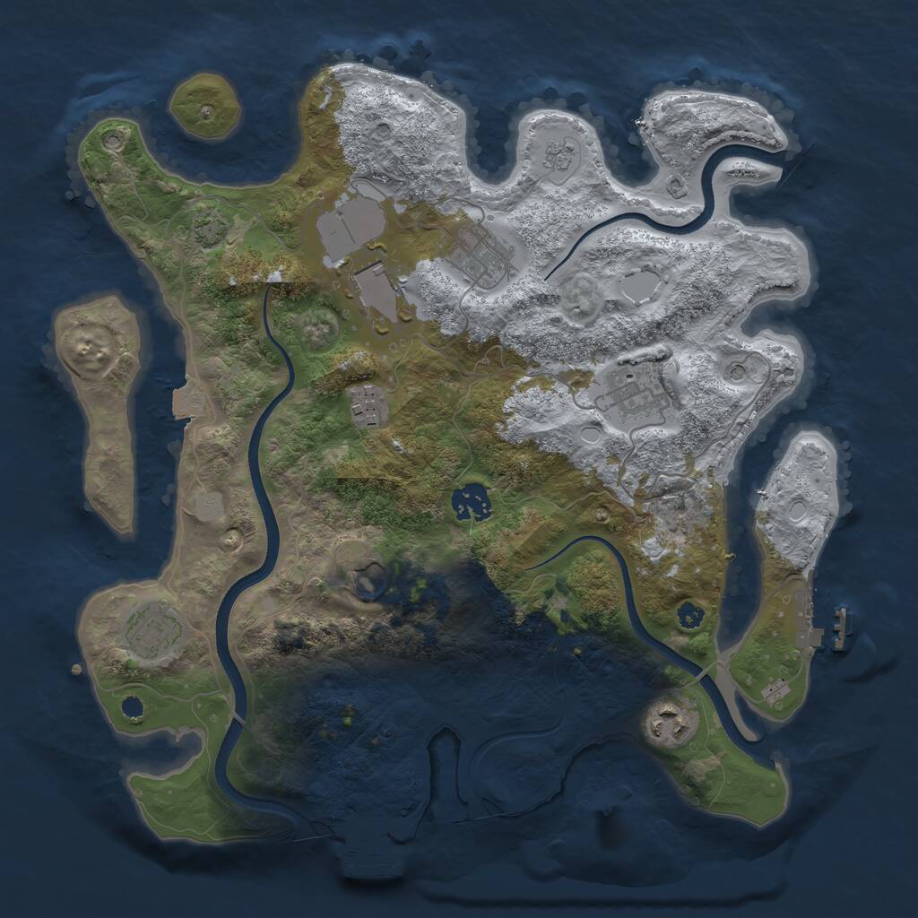 Rust Map: Procedural Map, Size: 3500, Seed: 641220, 14 Monuments