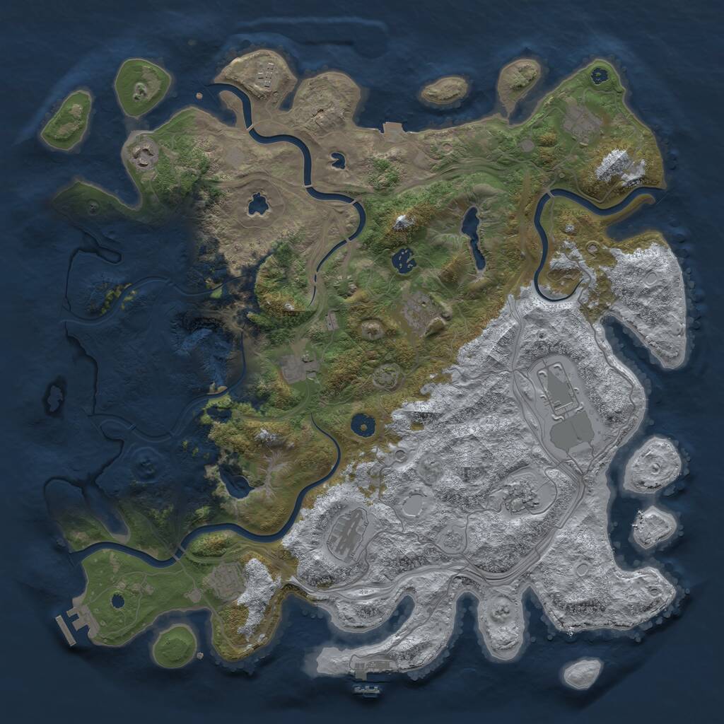 Rust Map: Procedural Map, Size: 4500, Seed: 1294871780, 16 Monuments