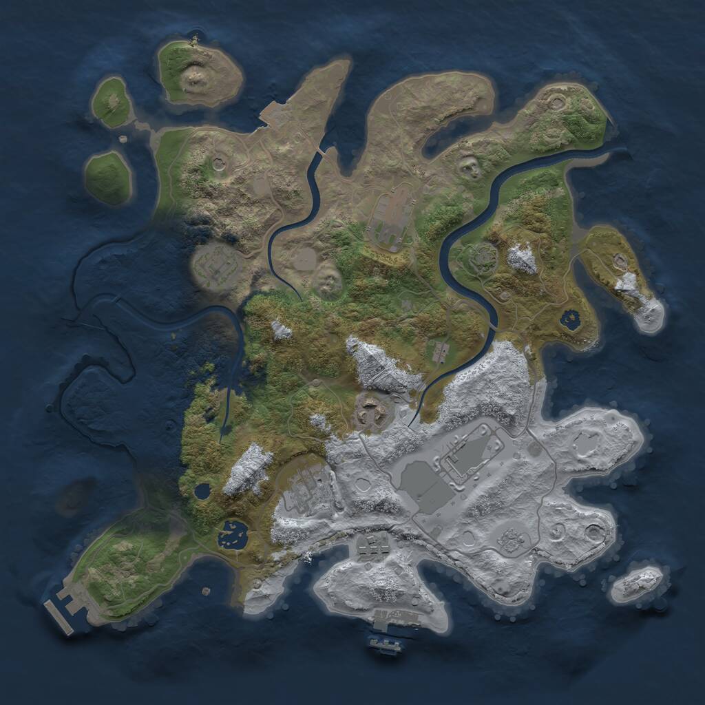 Rust Map: Procedural Map, Size: 3500, Seed: 311811, 13 Monuments