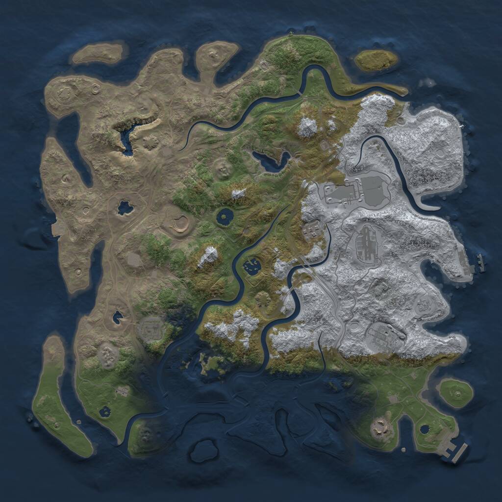 Rust Map: Procedural Map, Size: 4500, Seed: 402552, 14 Monuments