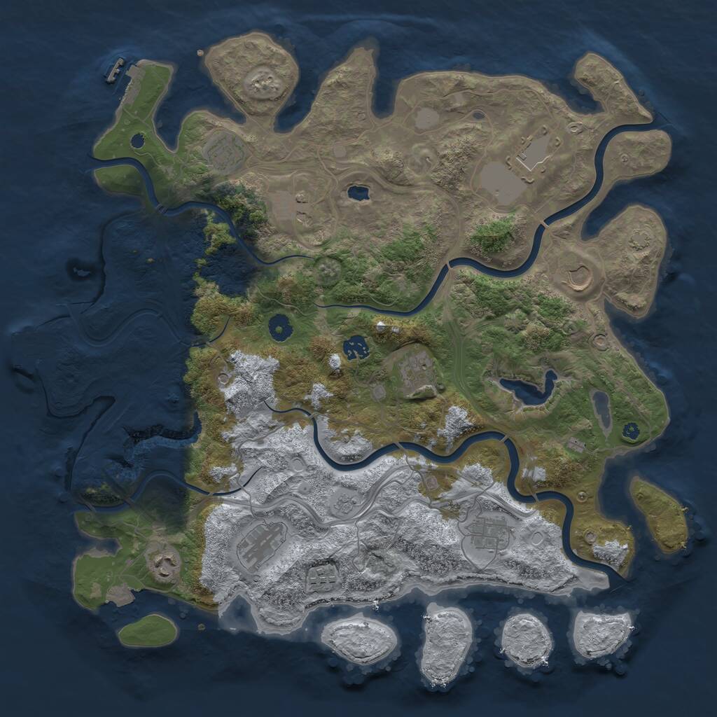 Rust Map: Procedural Map, Size: 4250, Seed: 15851134, 16 Monuments