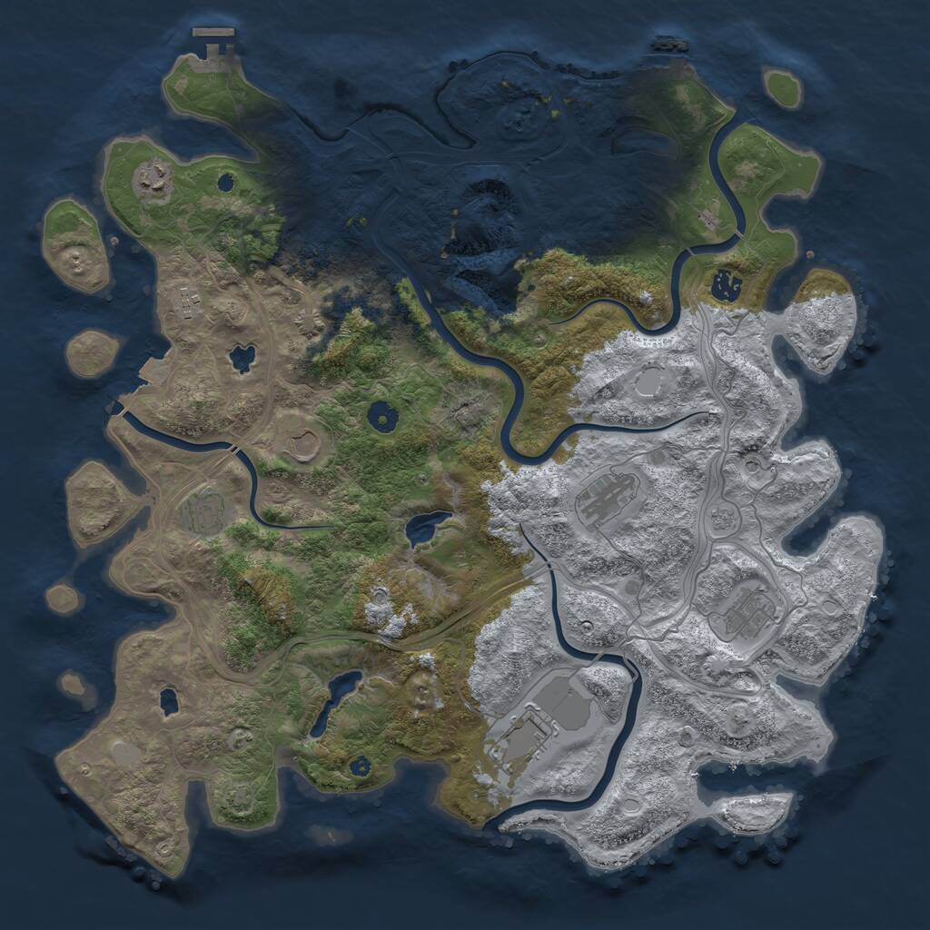 Rust Map: Procedural Map, Size: 4500, Seed: 653659, 14 Monuments