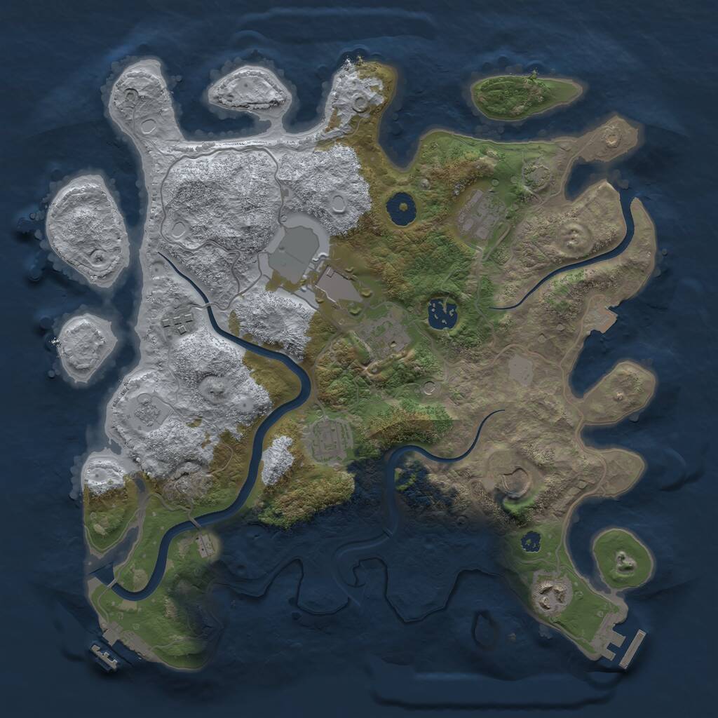 Rust Map: Procedural Map, Size: 3500, Seed: 876059, 14 Monuments
