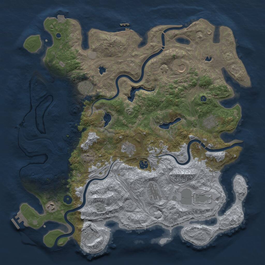 Rust Map: Procedural Map, Size: 4500, Seed: 31483631, 16 Monuments