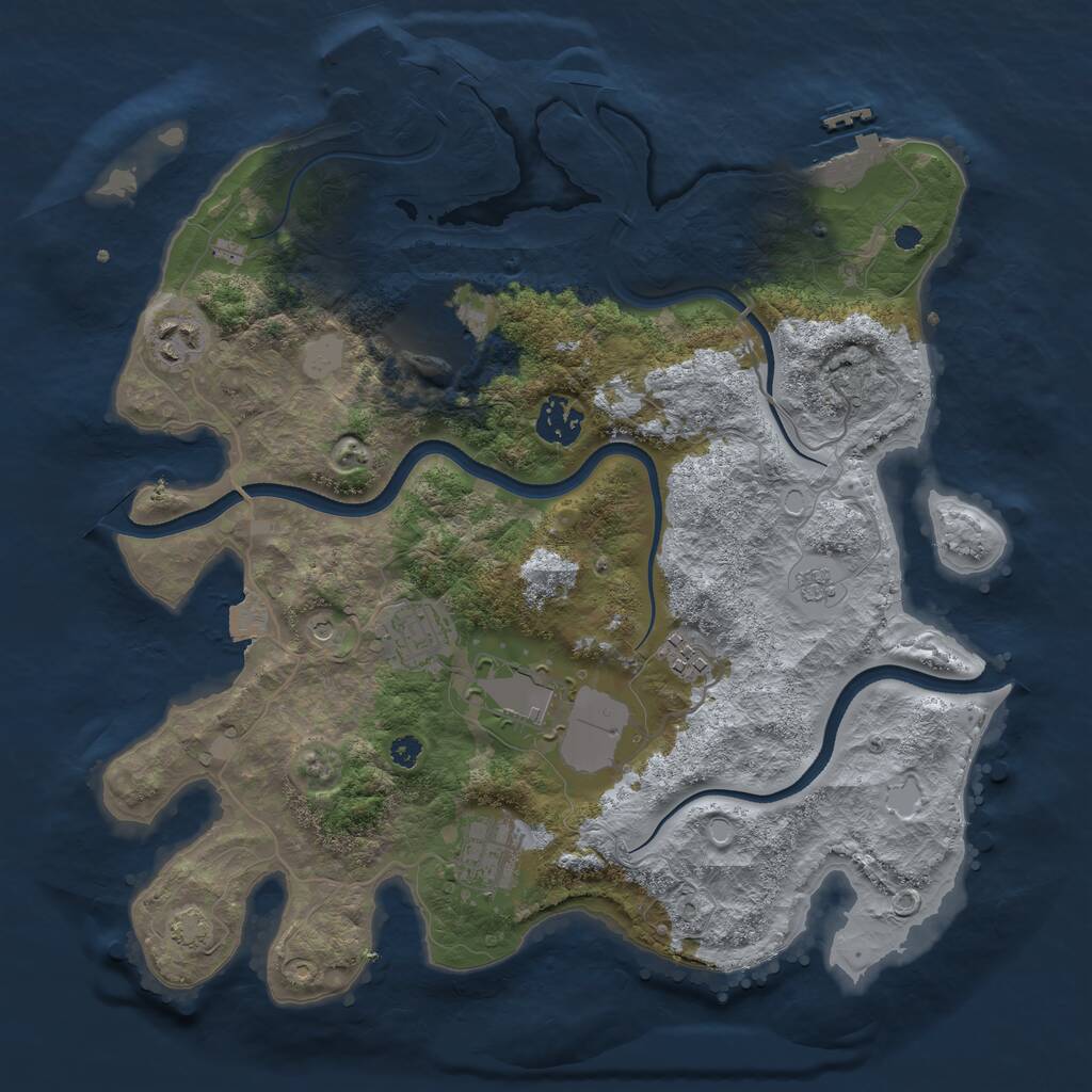 Rust Map: Procedural Map, Size: 3500, Seed: 517072, 13 Monuments