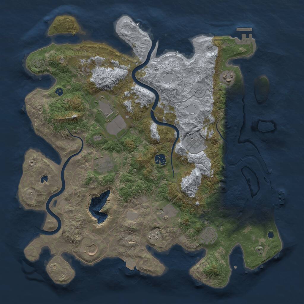 Rust Map: Procedural Map, Size: 4000, Seed: 84736291, 16 Monuments