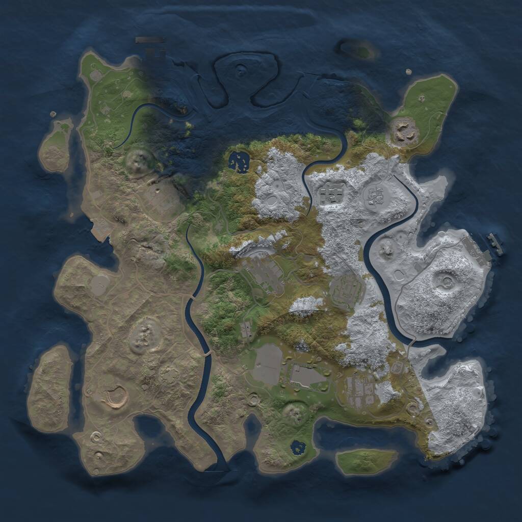 Rust Map: Procedural Map, Size: 3500, Seed: 446424, 15 Monuments