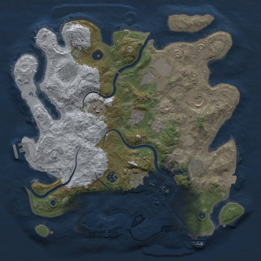 Rust Map: Procedural Map, Size: 3750, Seed: 311396, 15 Monuments