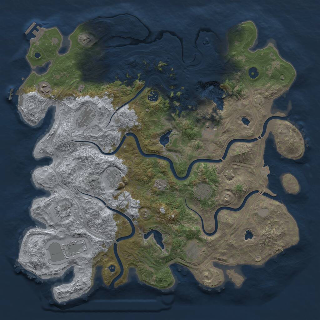 Rust Map: Procedural Map, Size: 4500, Seed: 140585, 16 Monuments