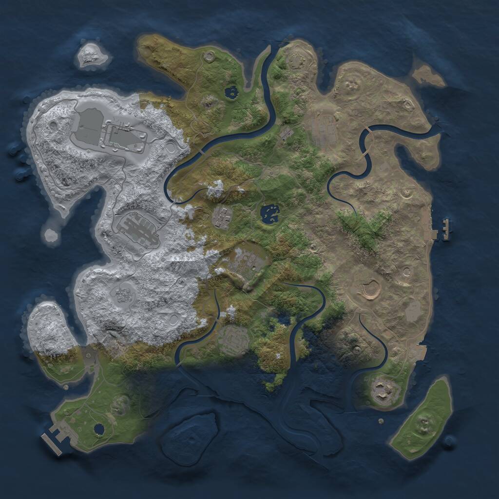 Rust Map: Procedural Map, Size: 3750, Seed: 654963, 15 Monuments