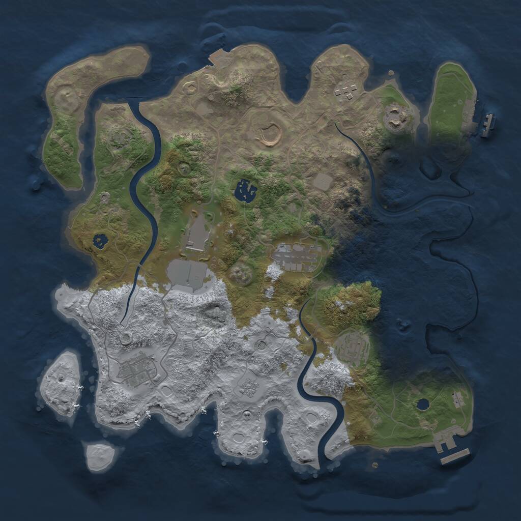Rust Map: Procedural Map, Size: 3500, Seed: 377038569, 14 Monuments