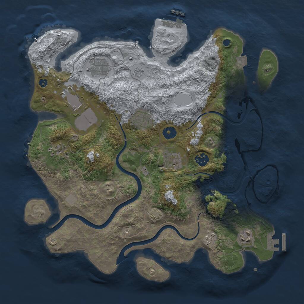 Rust Map: Procedural Map, Size: 3500, Seed: 55378, 14 Monuments
