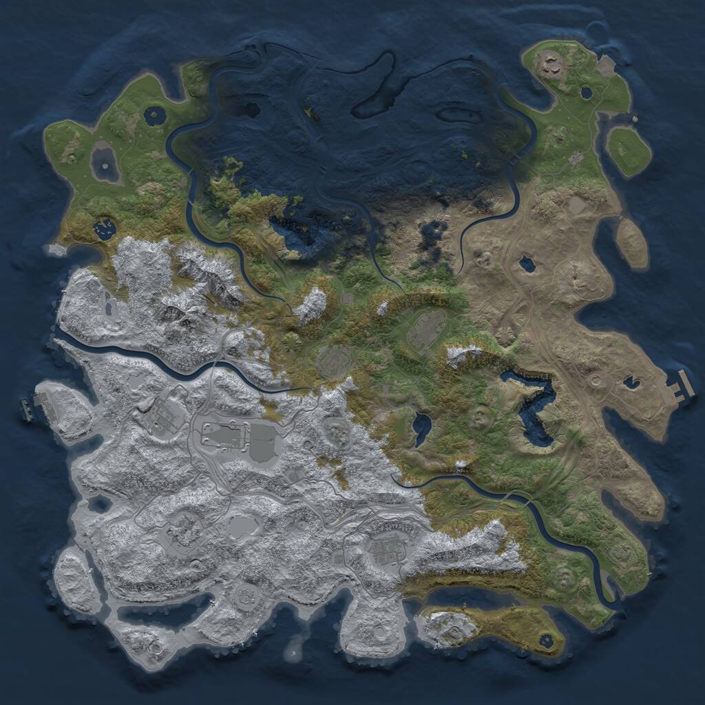 Rust Map: Procedural Map, Size: 5000, Seed: 13672, 15 Monuments